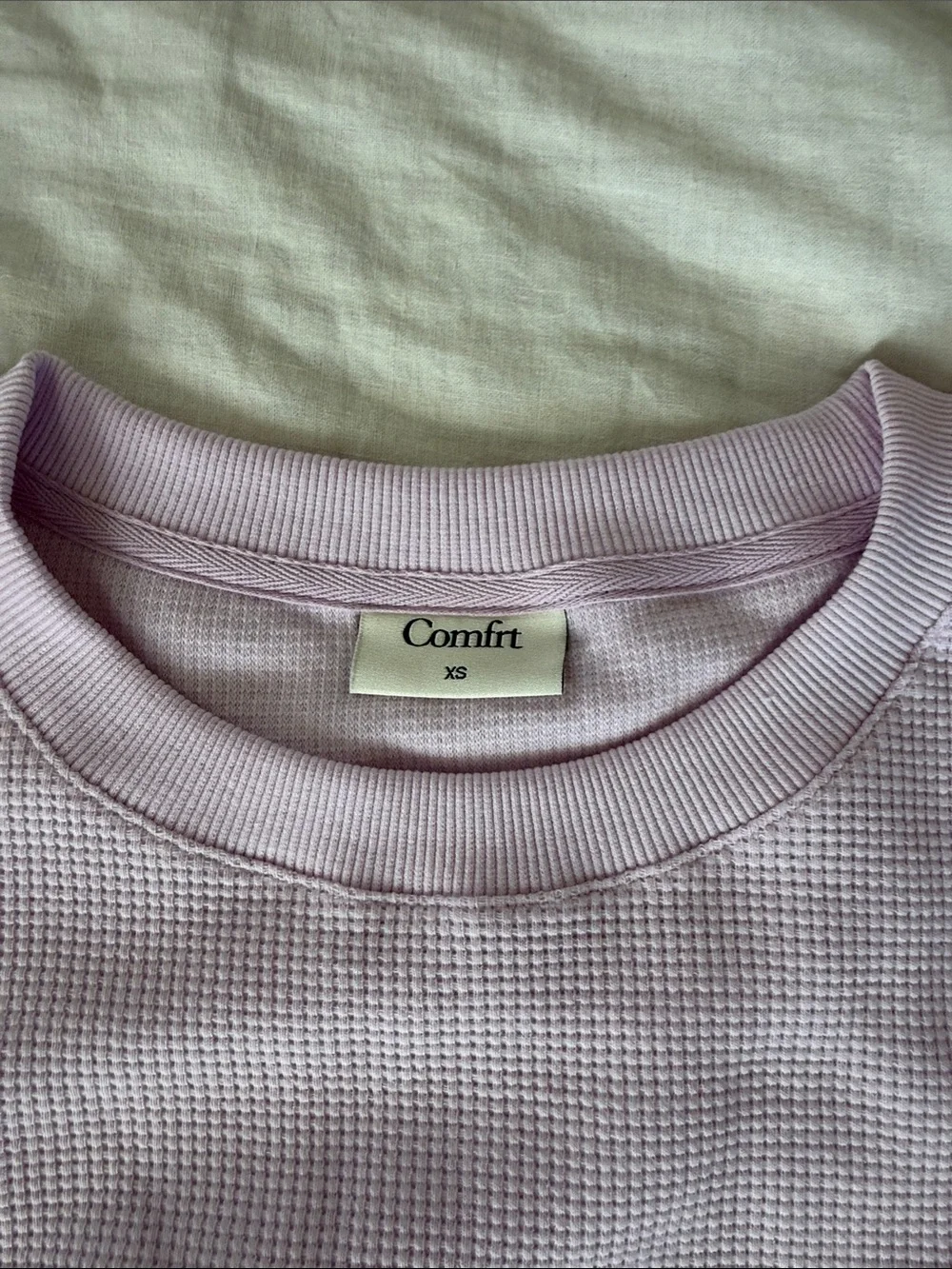 Comfrt Crewneck Waffle Lounge Knit Sweater - Opal